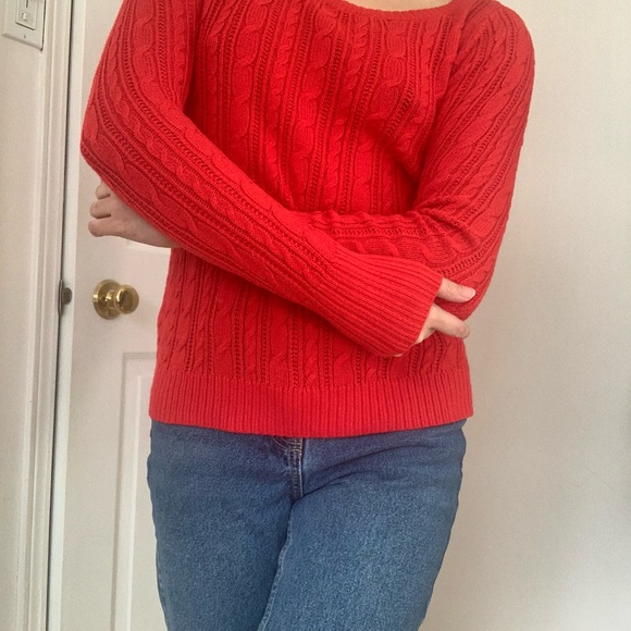 Cable Knit Red Sweater - Picture 2 of 4